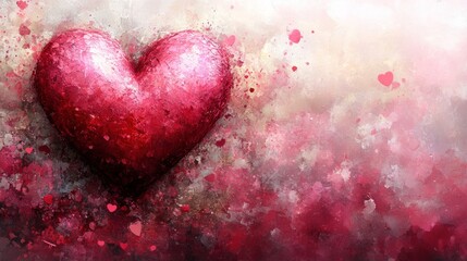 Fototapeta premium Painted red heart on Valentine's Day background.