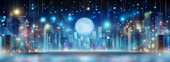 Obraz premium バナー用背景。宇宙の宮殿。ファンタジー。ステージ