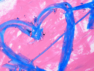 heart shape drawn with pink and blue crayon