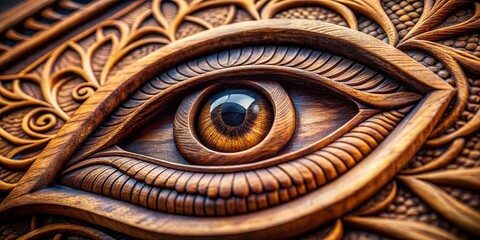 Close-up Candid Shot of a Unique Wooden Letter Eye Iris