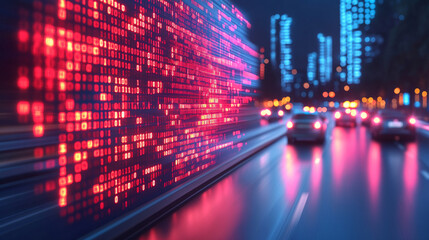 A dynamic data technology background showcasing big data visualization and the flow of information, symbolizing the interconnectedness of data, code, and digital transformation in a matrix-style desig