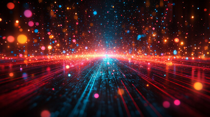 A dynamic data technology background showcasing big data visualization and the flow of information, symbolizing the interconnectedness of data, code, and digital transformation in a matrix-style desig