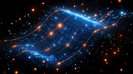 A dynamic data technology background showcasing big data visualization and the flow of information, symbolizing the interconnectedness of data, code, and digital transformation in a matrix-style desig