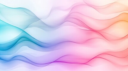 Fototapeta premium Soft Waves of Colorful Light Flowing in Gradient Hues of Blue, Pink, and Orange Creating a Tranquil and Serene Background for Design Projects