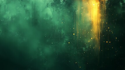 Golden light shining through a mysterious green smoky background