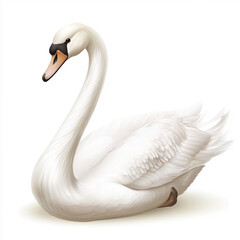 white swan isolated on white