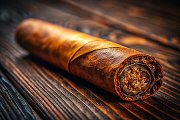 Close-up of Cigar Ash on Dark Wood Surface: Rule of Thirds Composition