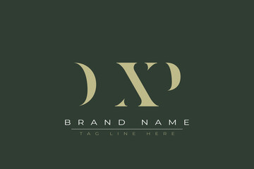 DXP abstract letter logo design. This logo is designed by three abstract letters. 