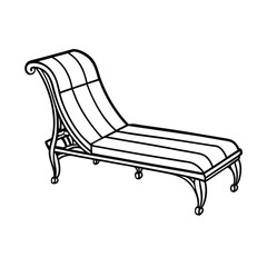 Editable Chaise Lounge Outline Vector Graphic