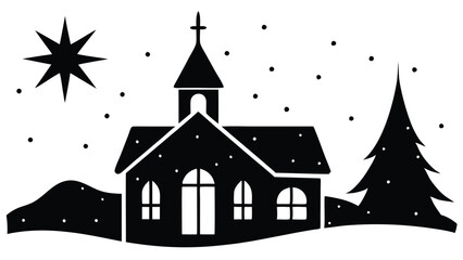 Fototapeta premium Snow-Covered Church on Christmas Eve