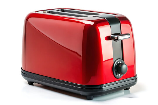 red toaster isolated on white background