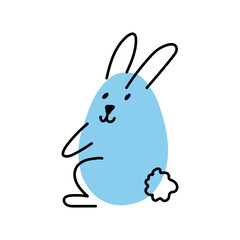 A cute illustration of Easter bunny. Blue abstract rabbit.