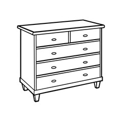 Editable Chest of Drawers Outline Vector Graphic