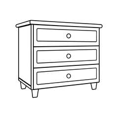 Editable Chest of Drawers Outline Vector Graphic