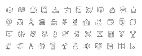 Education and Learning line icon set. High quality vector icons for learning, teaching, and education related concepts. Editable stroke.