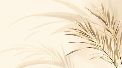 Neutral background with palm frond shadows , nature, palm tree, minimalistic, tropical, tranquil, serene, shadows, subtle. Frond. Illustration