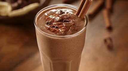 Creamy Chocolate Smoothie with Cinnamon Sticks