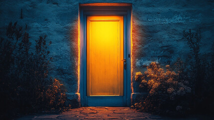 cross-shaped door in a dark room, glowing light shining through. The minimalistic tone and blurred background evoke a sense of hope, faith, and the search for clarity amidst chaos
