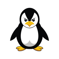Angry Cartoon Penguin - Cute and Fierce Character Vector Design