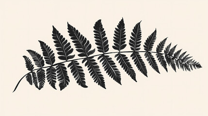 Naklejka premium Close-up of a fern frond in a monochrome illustration style. Frond. Illustration