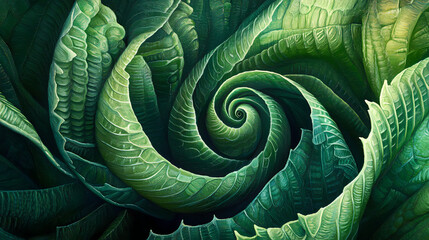Fototapeta premium Close-up of a green fern frond unfurling. Frond. Illustration