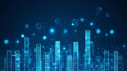 Fototapeta premium Futuristic data visualization with glowing bars and connections