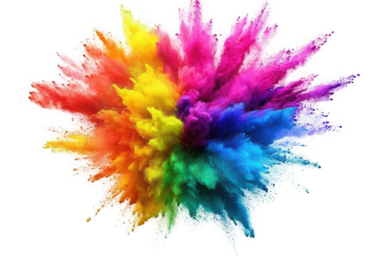 Colorful rainbow holi paint splash, color powder explosion, AI generated image
