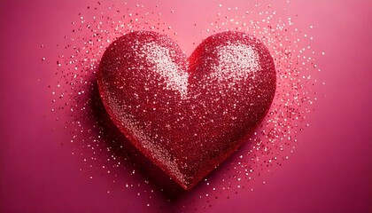 Fototapeta premium Cœur scintillant sur fond rose, symbolisant l’amour ou un cœur brisé Generated image