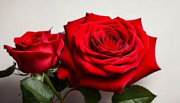 Fleurs de roses rouges sur fond clair, romantisme et passion Generated image