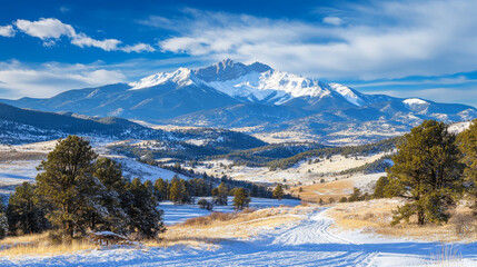 "A majestic view of snowy, rocky mountains, showcasing their grandeur and natural beauty."