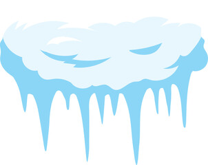 Snowdrift featuring hanging icicles, isolated against a white background, creating a winter wonderland. Perfect for Christmas and New Year designs, evoking seasonal cheer