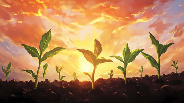 Seedlings of success in auric acres. auric. illustration. Auric. Illustration