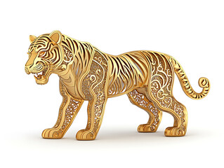 Fototapeta premium Tiger gold shapped Chinese zodiac on white background