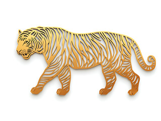 Tiger gold shapped Chinese zodiac on white background