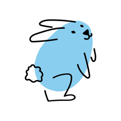 An illustration of a fun egg shaped Easter bunny. Cute abstract blue rabbit.