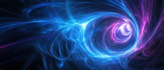 Fototapeta premium Abstract Vortex of Cosmic Energy: A mesmerizing swirl of vibrant blue and purple hues, evoking a sense of wonder and the infinite expanse of the universe.