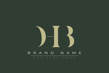 DHB abstract letter logo design. This logo is designed by three abstract letters. 