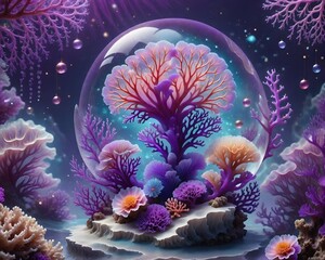 tropical coral reef, surrealism, parallel universe, winter, abstraction, new year holiday