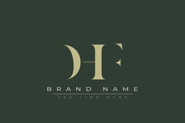 DHF abstract letter logo design. This logo is designed by three abstract letters. 