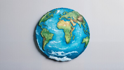 Fototapeta premium Detailed Earth model with continents and oceans on gray background
