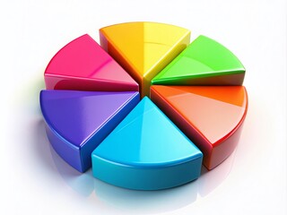 Obraz premium Colorful Pie Chart Segments Isolated on White Background - Data Visualization Infographic Element