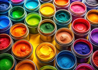 Colorful Rainbow Paint Pots Portrait Photography Stock Photo