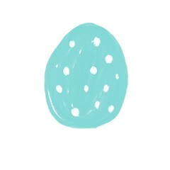 Minimalist illustration of a blue egg with white dots. Perfect for spring and Easter celebrations.