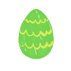  Minimalist illustration of a light green egg with a yellow wavy pattern. Perfect for spring and Easter celebrations.