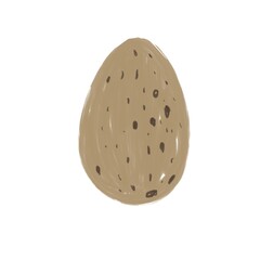  Hand-drawn illustration of an eggshell beige egg with brown dots, created in a minimalist naive style. Perfect for Easter celebrations.