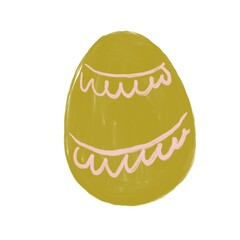  Illustration of an olive-colored Easter egg with a pale pink minimalist pattern, created in a naive and minimalist style. Hand-drawn with uneven lines.