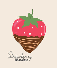 Flat Design Illustration with Strawberry and Chocolate Taste