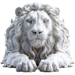 Obraz premium A white lion is laying down on a white background