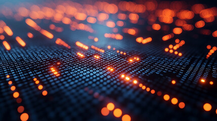 3D rendering of a vibrant digital binary code matrix, symbolizing the connectivity, complexity, and data flood of the modern digital era. The blurred colorful design evokes digital chaos and innovatio