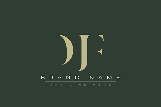 DJF abstract letter logo design. This logo is designed by three abstract letters. 
